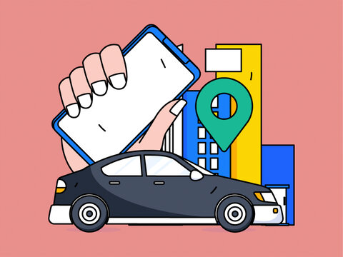 打車出行矢量插畫