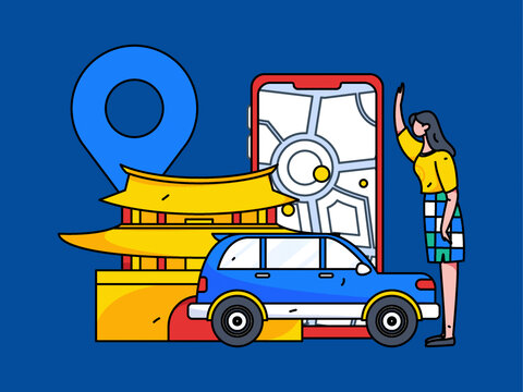 打車出行矢量插畫