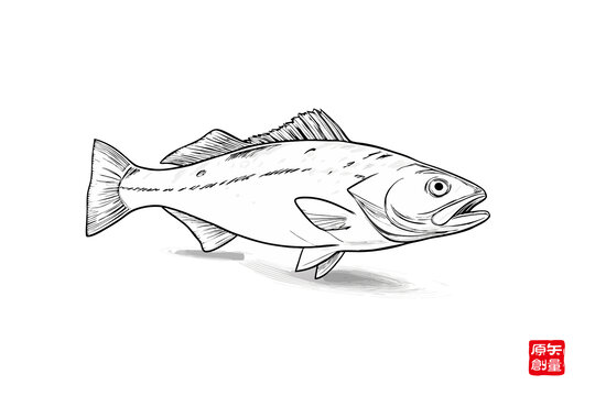 手繪簡(jiǎn)約線條魚類圖案
