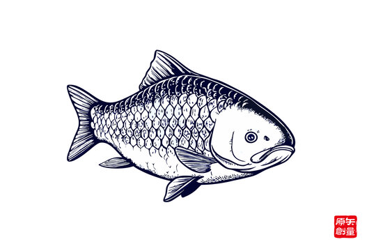 手繪簡(jiǎn)約風(fēng)鯉魚圖案
