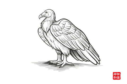 站立的素描風(fēng)格雄鷹圖