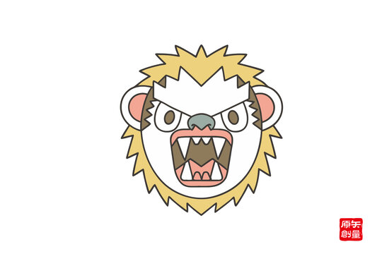 怒吼的卡通獅子頭像