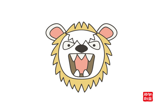 憤怒表情的卡通獅子頭像