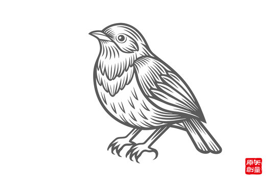 簡(jiǎn)約線條勾勒的小鳥(niǎo)圖案