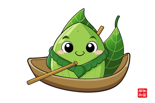 可愛(ài)卡通粽葉小船形象