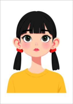 扎雙馬尾的可愛女孩