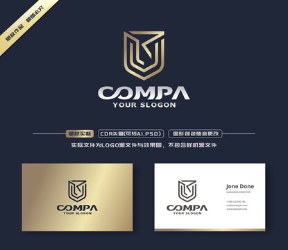 金色盾牌風(fēng)企業(yè)LOGO設(shè)計(jì)