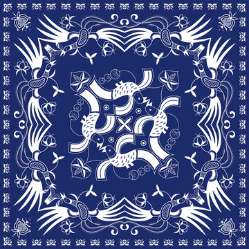 鳥(niǎo)語(yǔ)花香苗族傳統(tǒng)紋樣矢量素材