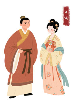 漢服男女古裝形象插畫