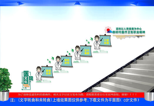 新時代醫(yī)療衛(wèi)生職業(yè)精神樓梯文化墻