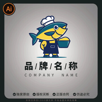 卡通廚師魚品牌標志設(shè)計