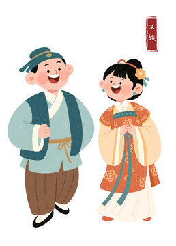 古風漢服男女歡樂形象