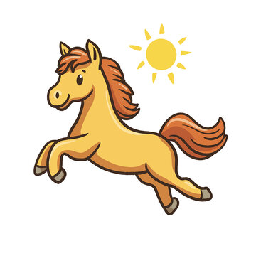 棕色小馬太陽卡通圖案