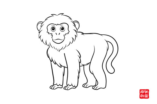 簡(jiǎn)筆站立猴子卡通形象