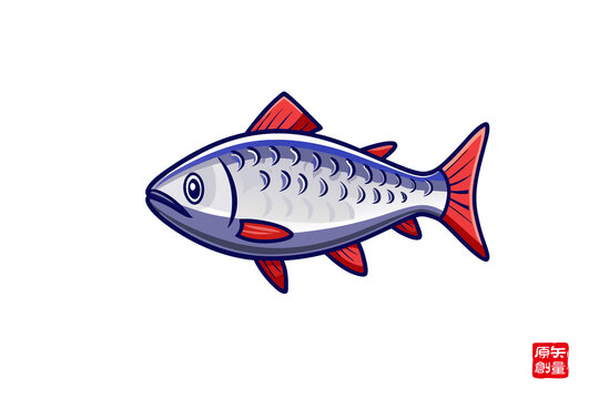 卡通風(fēng)格彩色小魚插畫
