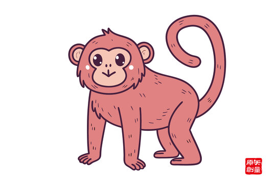 可愛(ài)卡通站立小猴子