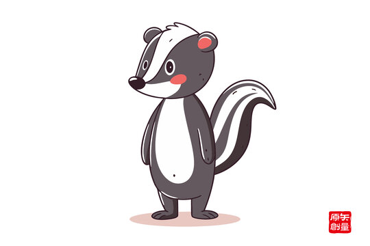 可愛卡通臭鼬形象插畫