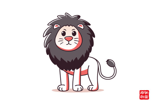 可愛(ài)卡通風(fēng)格的小獅子形象