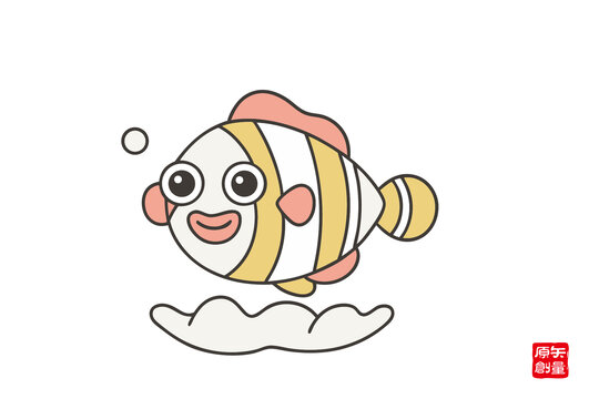 可愛條紋卡通小魚形象