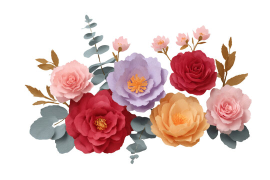 [免摳素材]色彩繽紛的紙花花束