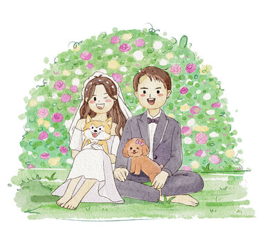 新婚夫婦與萌寵的幸福瞬間