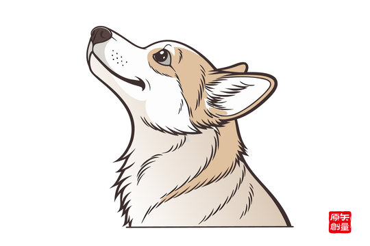 可愛柯基犬卡通形象