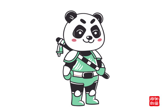 可愛熊貓小武士形象