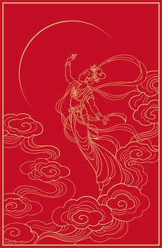 中式古風(fēng)飛天仙女插畫