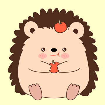 森林動物刺猬家紡插畫