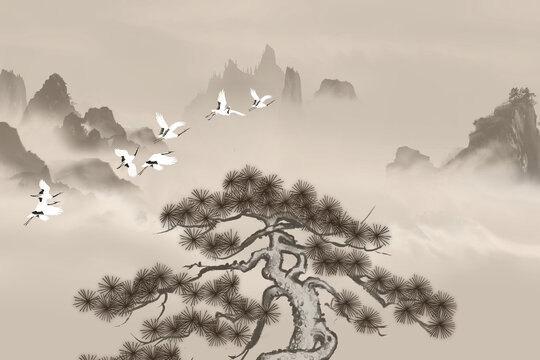 松鶴山水圖