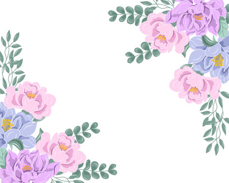 浪漫花卉邊框裝飾矢量圖案