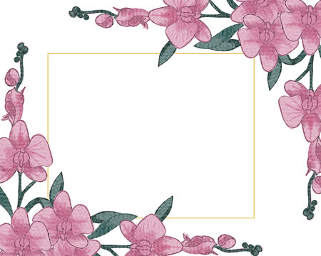 粉色蘭花花卉邊框矢量素材