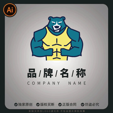 肌肉熊健身運(yùn)動(dòng)鍛煉訓(xùn)練品牌標(biāo)志設(shè)計(jì)