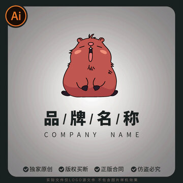 可愛卡通卡皮巴拉品牌標識