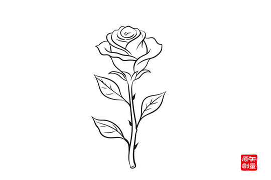 簡(jiǎn)約線條勾勒的優(yōu)雅玫瑰花