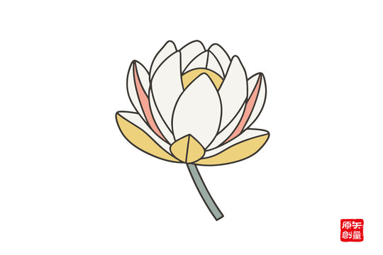簡(jiǎn)約線條風(fēng)手繪蓮花圖案