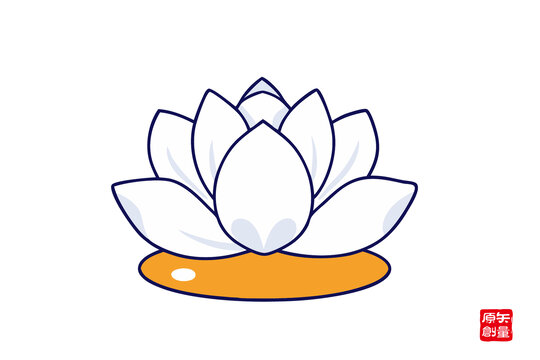 簡約線條風(fēng)手繪白色蓮花