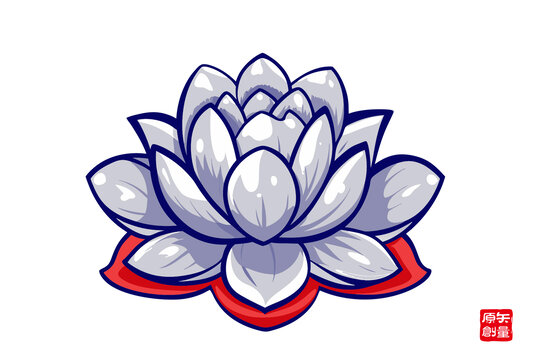 手繪簡約風格白色蓮花圖案