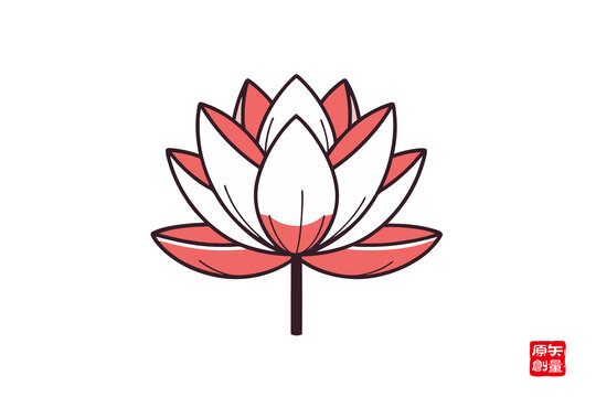 簡約手繪風(fēng)紅白蓮花圖案