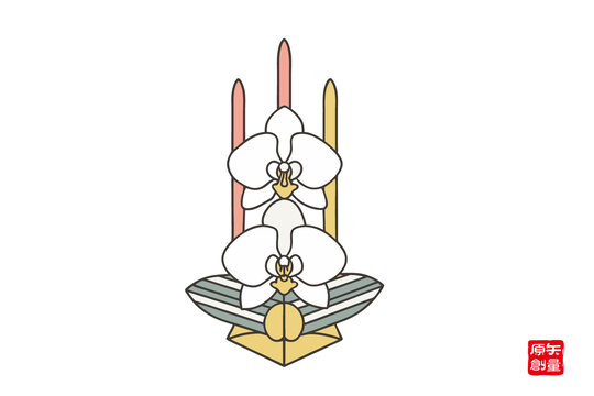 簡(jiǎn)約風(fēng)雙朵蘭花插畫圖案