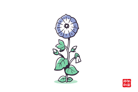 手繪清新藍色花朵插畫