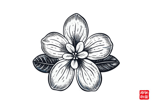 手繪簡(jiǎn)約五瓣花圖案