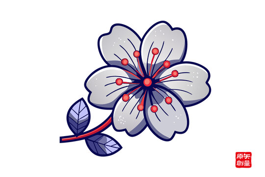 手繪簡約風(fēng)單枝花卉圖案