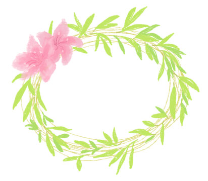 手繪清新花朵綠葉花環(huán)