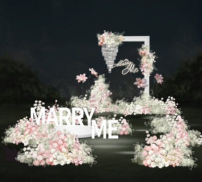 白綠粉婚禮效果圖