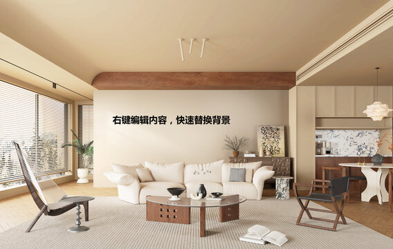 現(xiàn)代簡(jiǎn)約風(fēng)溫馨客廳空白樣機(jī)
