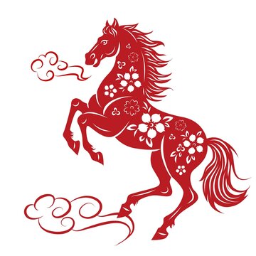 馬剪紙圖案矢量圖