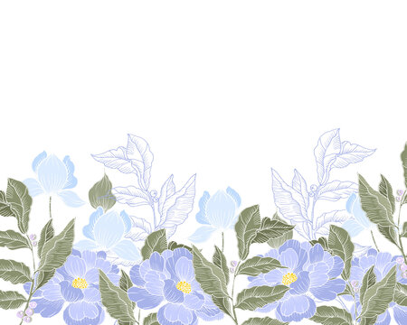 藍(lán)紫色花卉植物邊框圖案
