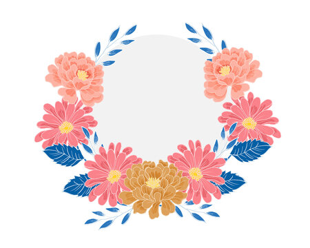 清新手繪花卉裝飾矢量花環(huán)