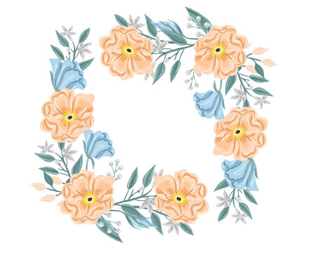 清新花卉花環(huán)矢量插畫